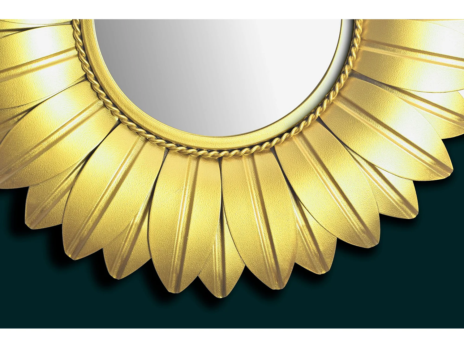 Miroir Murale Métal 60 cm Miroir Mur Couloir Grand Doré Tournesol Rond