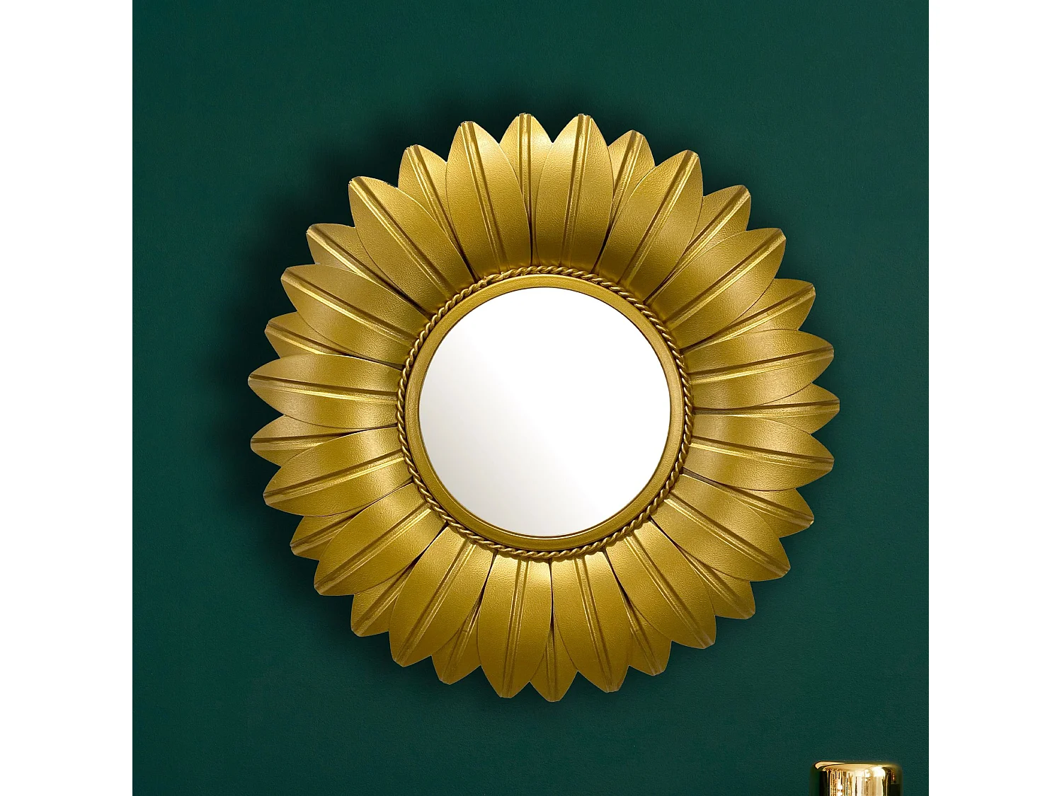 Miroir Murale Métal 60 cm Miroir Mur Couloir Grand Doré Tournesol Rond