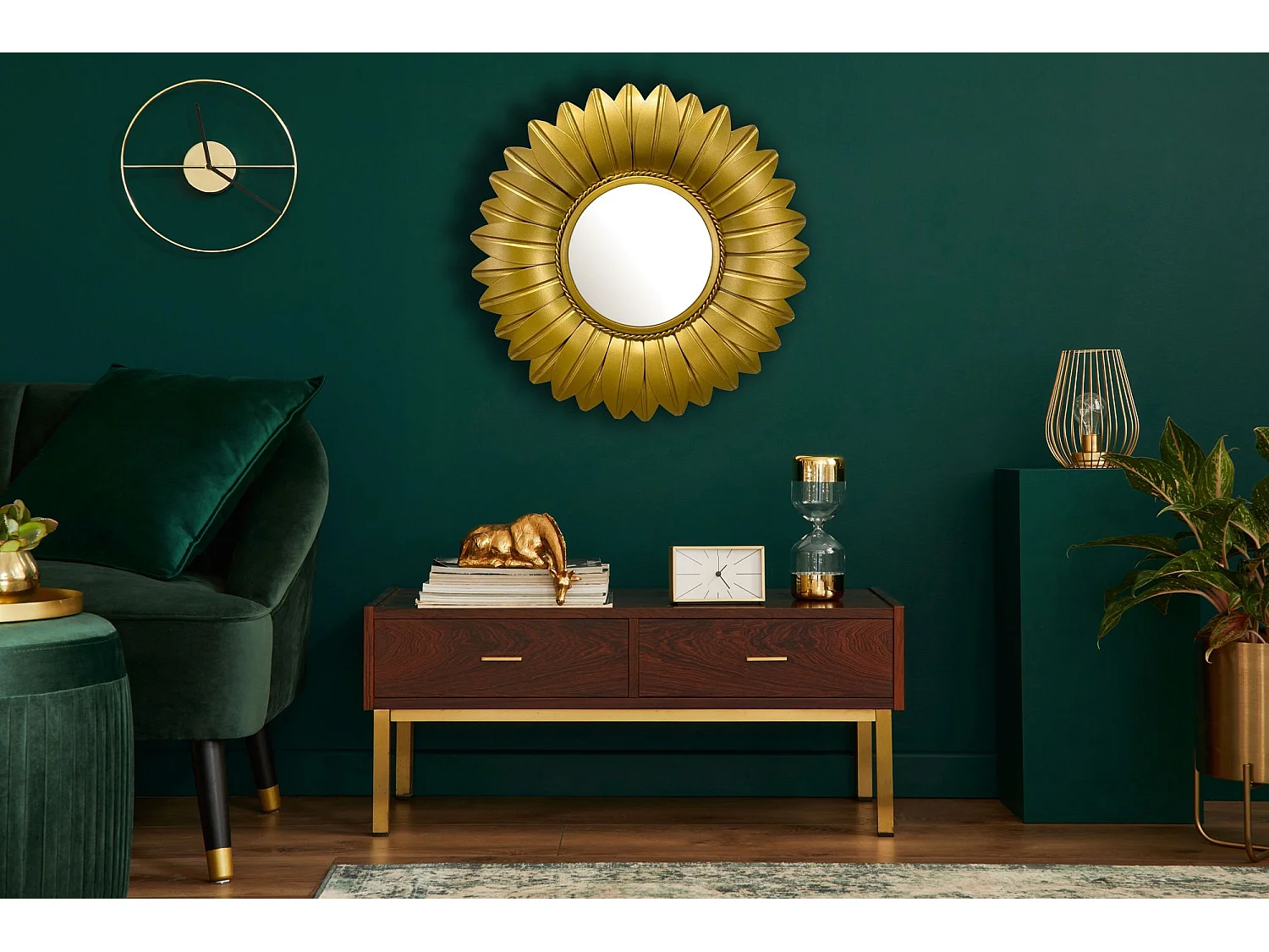 Miroir Murale Métal 60 cm Miroir Mur Couloir Grand Doré Tournesol Rond