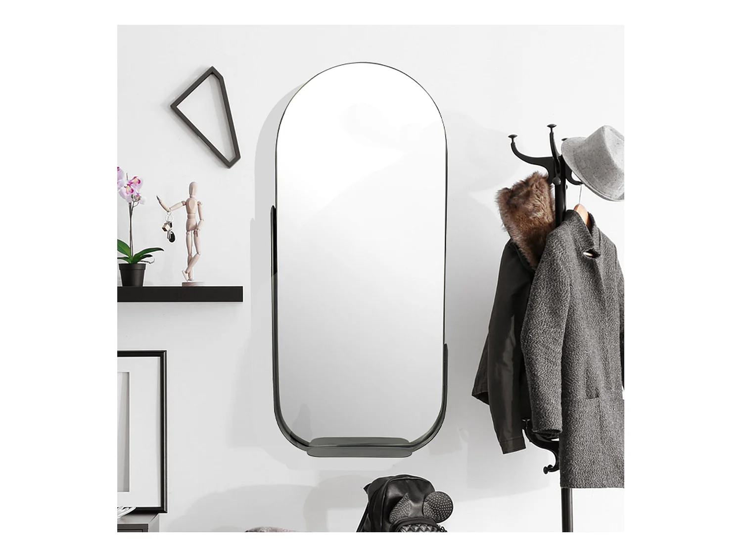 Miroir Murale Métal 51x114 cm Miroir Mur Couloir Grand Moderne Ovale