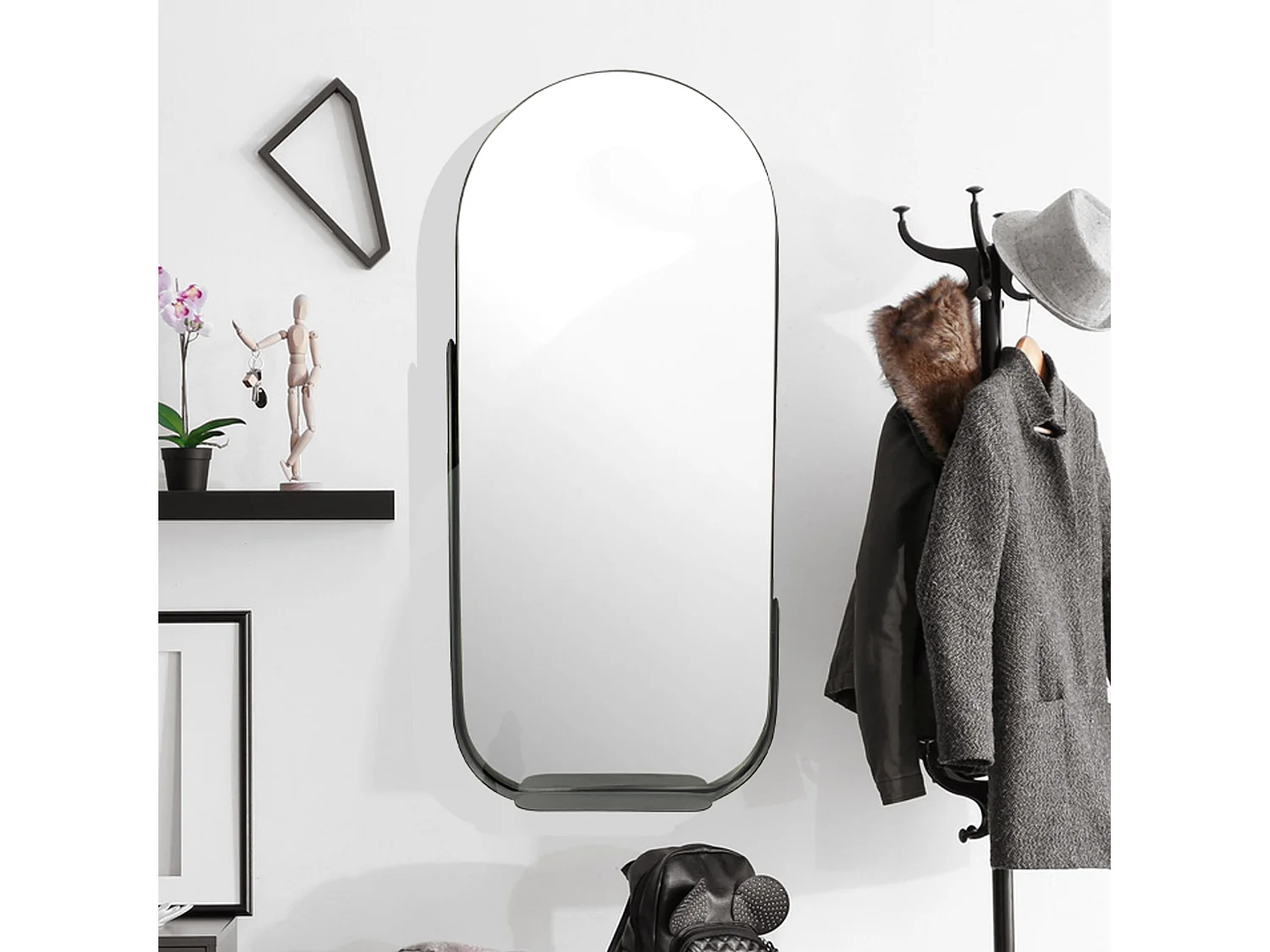 Miroir Murale Métal 51x114 cm Miroir Mur Couloir Grand Moderne Ovale