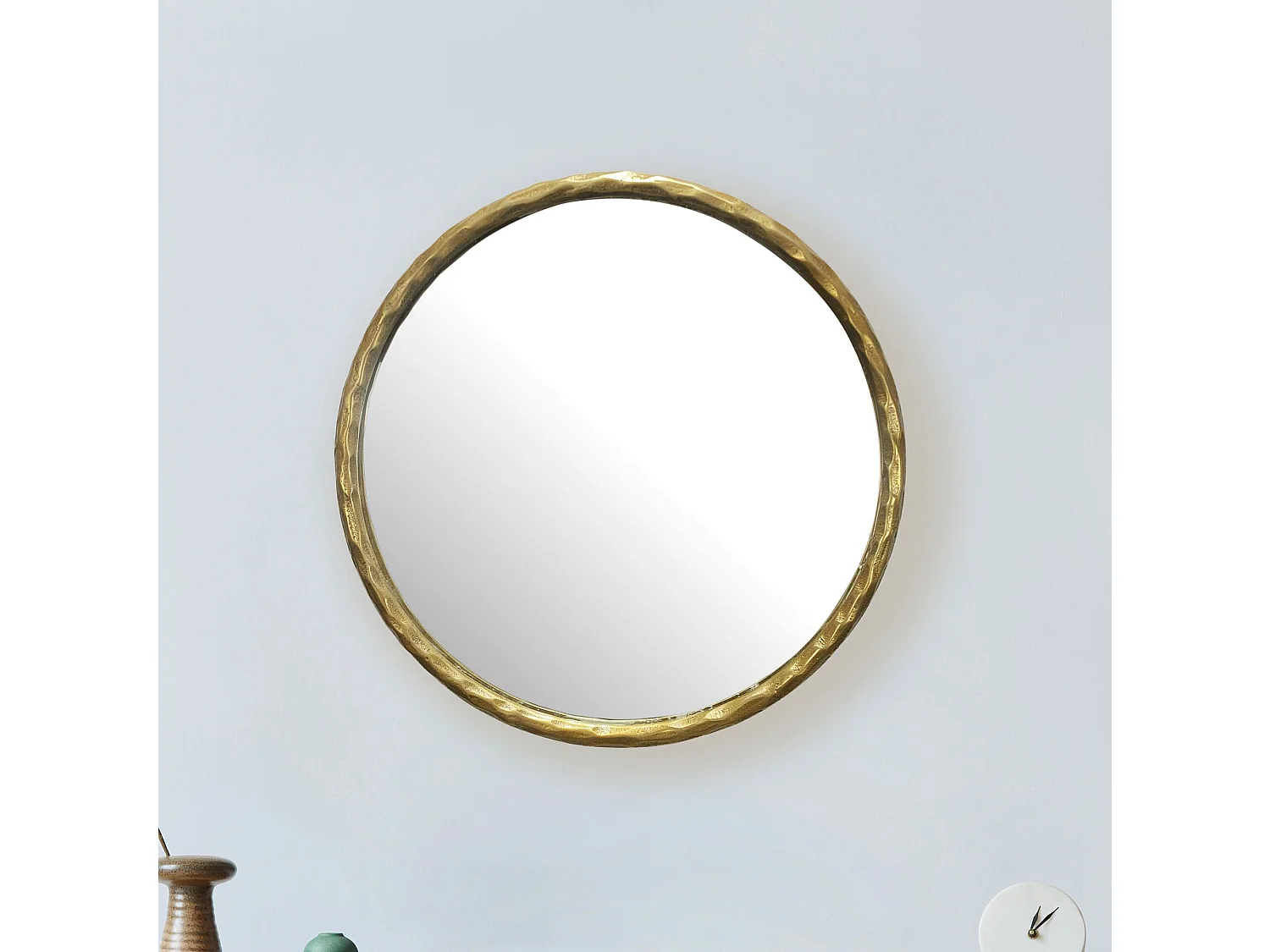 Miroir Murale Métal 60 cm Miroir Mur Couloir Grand Doré Rond Cadre