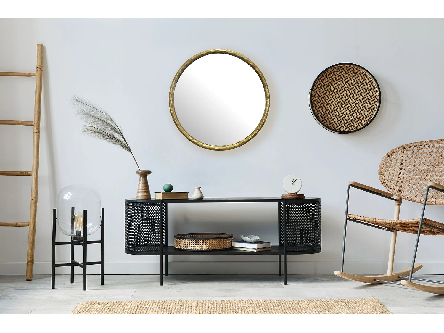 Miroir Murale Métal 60 cm Miroir Mur Couloir Grand Doré Rond Cadre