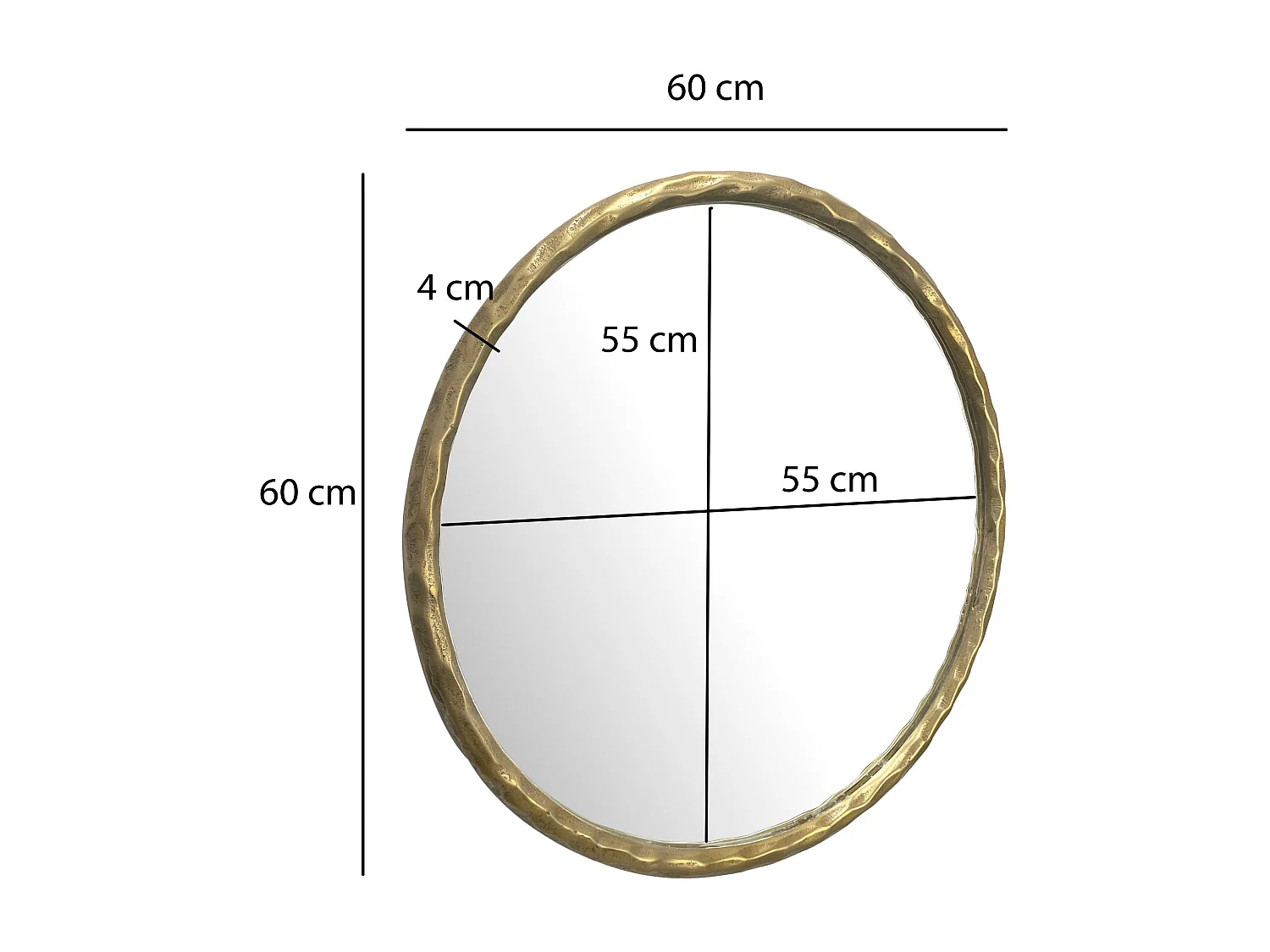 Miroir Murale Métal 60 cm Miroir Mur Couloir Grand Doré Rond Cadre