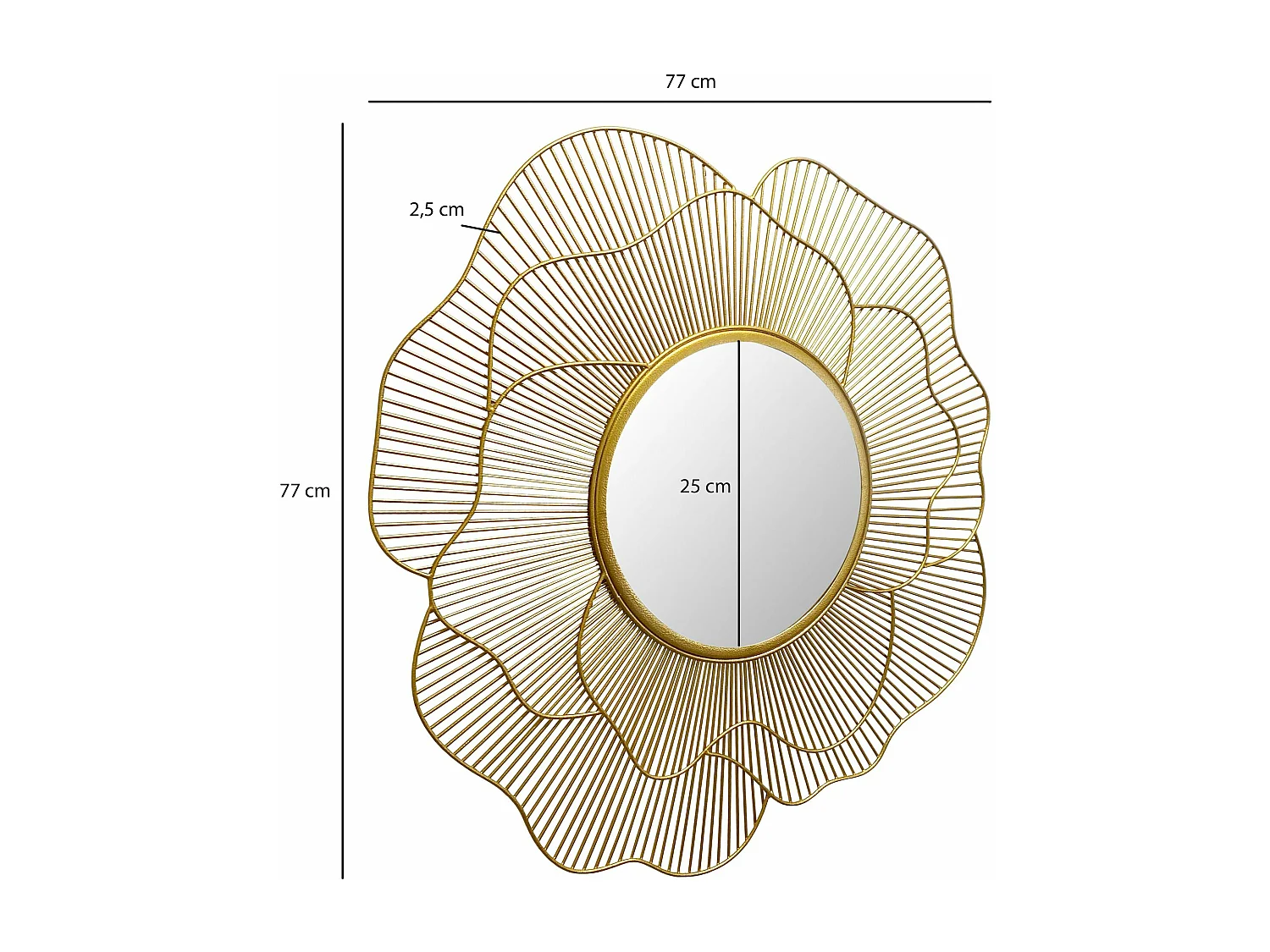 Miroir Murale Rose Métal 77 cm Miroir Mur Couloir Grand Doré Rond Cadre