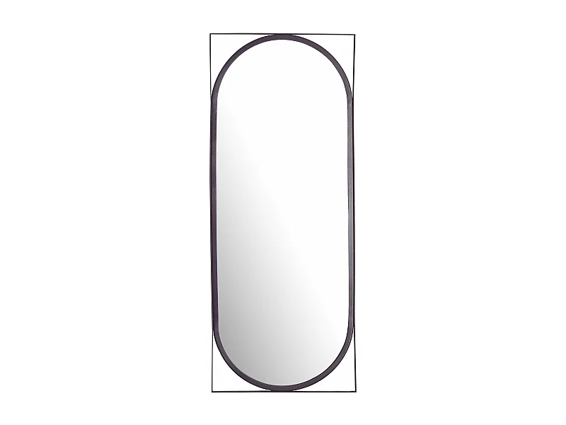 Miroir Murale Métal 37x91 cm Miroir Mur Couloir Grand Moderne Ovale Noir