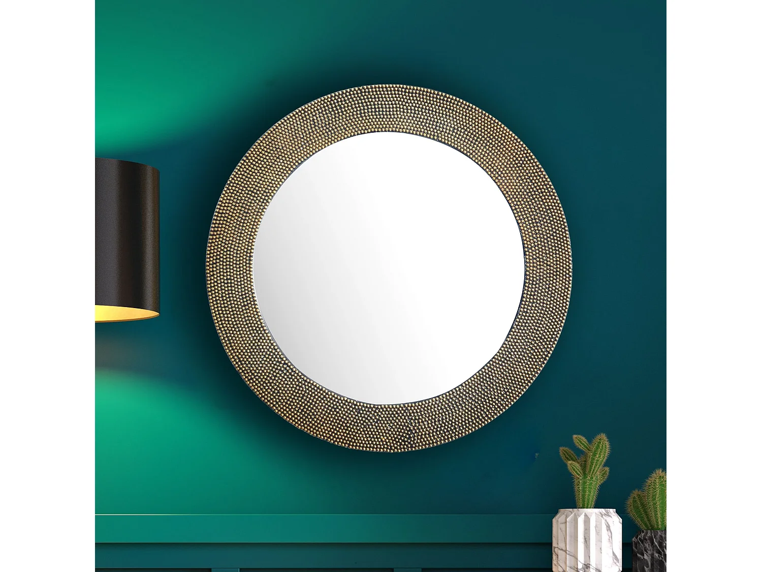 Miroir Murale Métal 60 cm Miroir Mur Couloir Grand Doré Soleil Rond