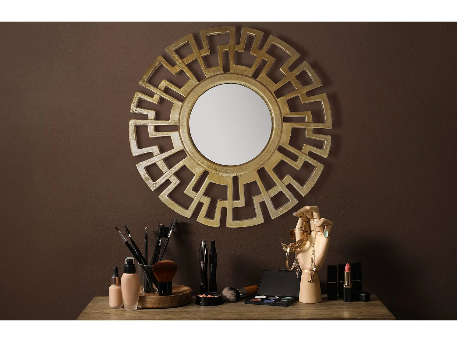 Miroir Murale Art Déco Métal 60 cm Miroir Mur Couloir Grand Moderne Rond