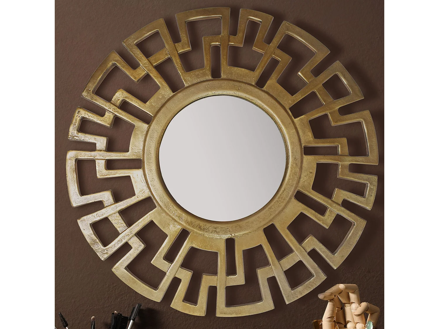 Miroir Murale Art Déco Métal 60 cm Miroir Mur Couloir Grand Moderne Rond