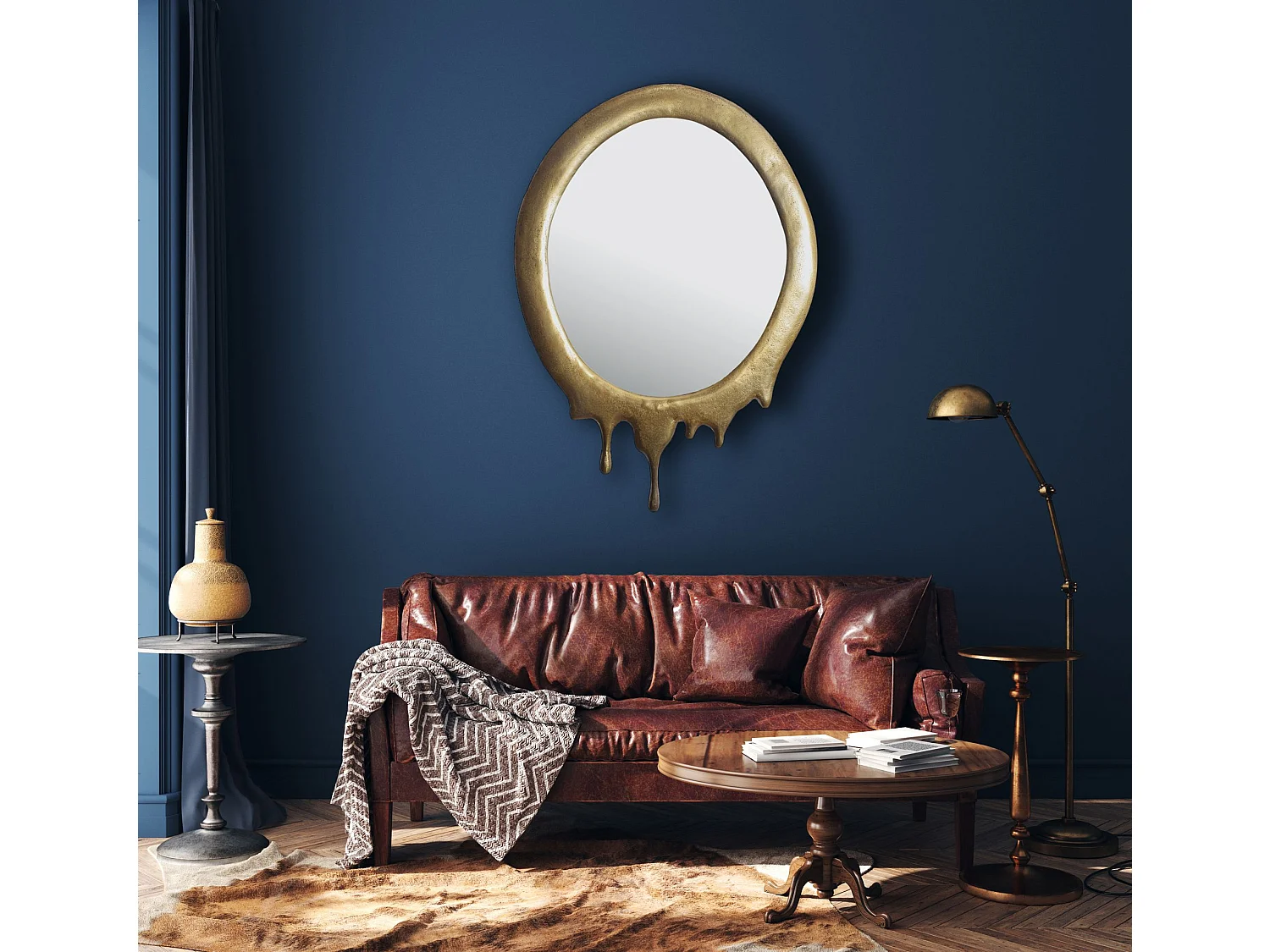 Miroir Murale Métal 50x71 cm Miroir Mur Couloir Grand Doré Ovale Cadre