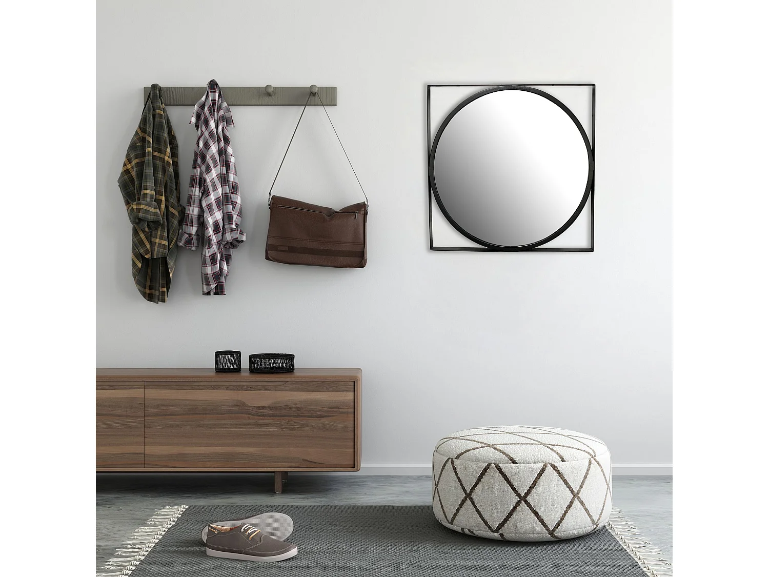 Miroir Murale Métal 54x54 cm Miroir Mur Couloir Grand Moderne Doré Ronde