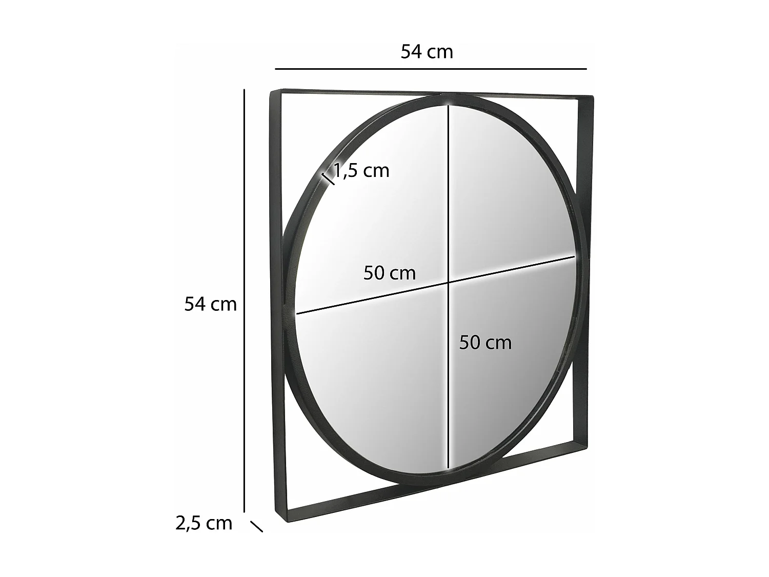 Miroir Murale Métal 54x54 cm Miroir Mur Couloir Grand Moderne Doré Ronde