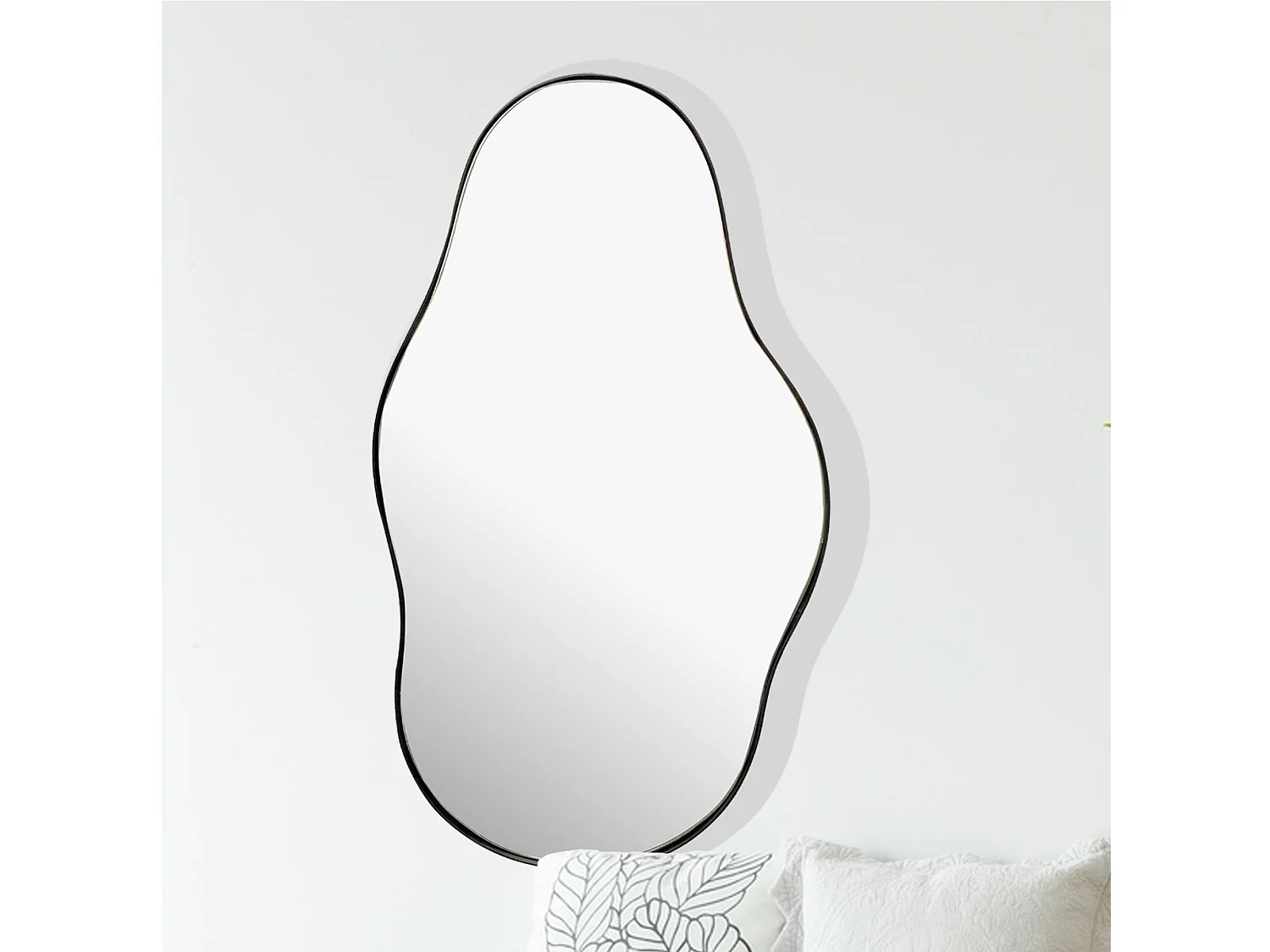 Miroir Murale Métal 40x80 cm Miroir Mur Couloir Grand Noir Asymétrique