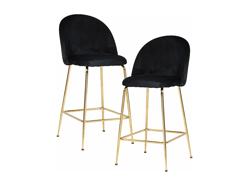 Tabouret de bar Scandinave Lot de 2 Velours Métal Chaise de bar Haute