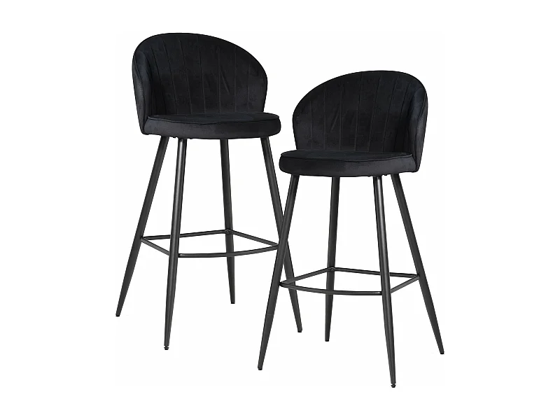 Tabouret de bar Scandinave Métal Lot de 2 Velours Chaise de bar Haute