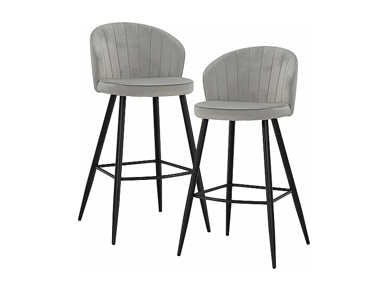 Tabouret de bar Scandinave Métal Lot de 2 Velours Chaise de bar Haute
