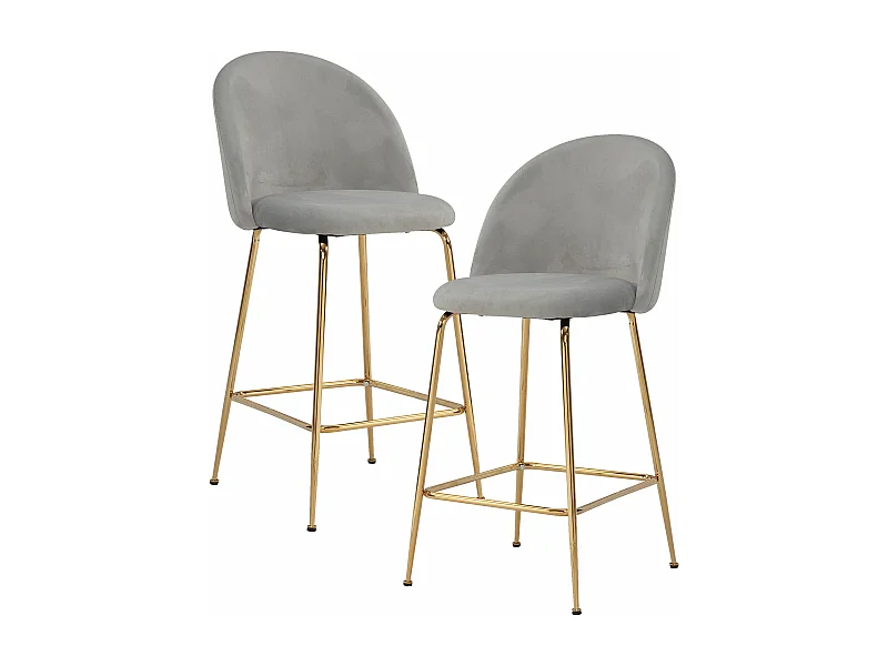 Tabouret de bar Scandinave Lot de 2 Velours Métal Chaise de bar Haute