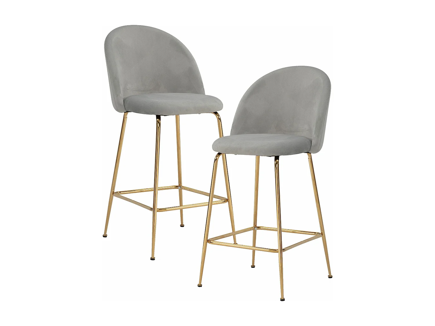 Tabouret de bar Scandinave Lot de 2 Velours Métal Chaise de bar Haute