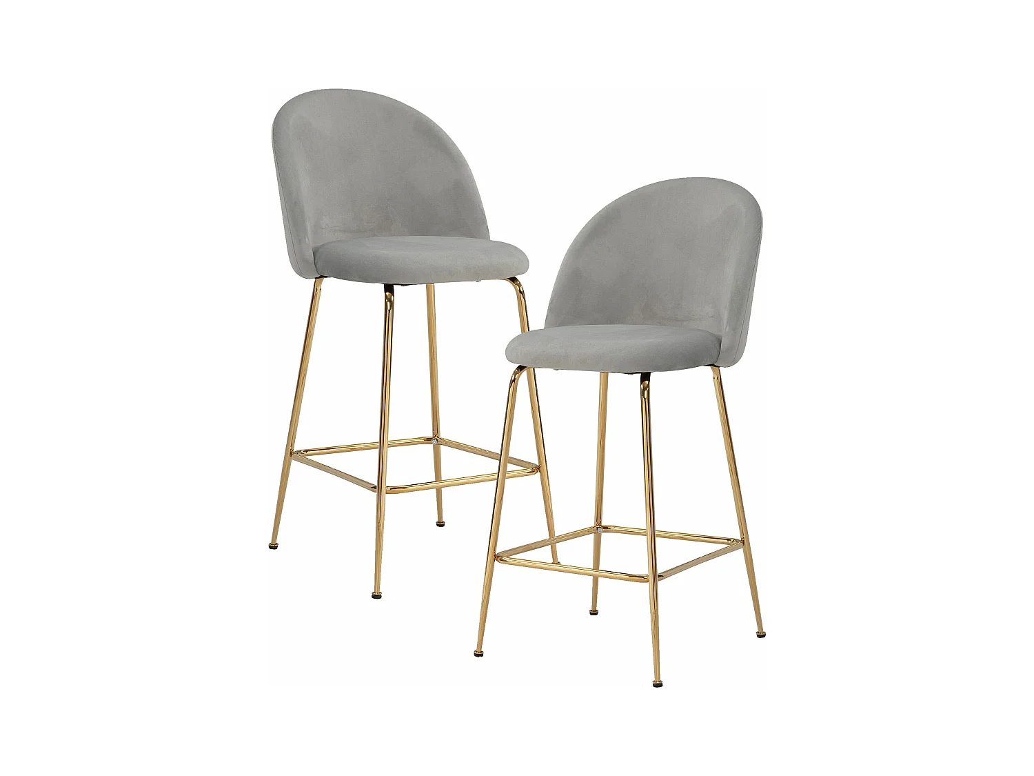 Tabouret de bar Scandinave Lot de 2 Velours Métal Chaise de bar Haute