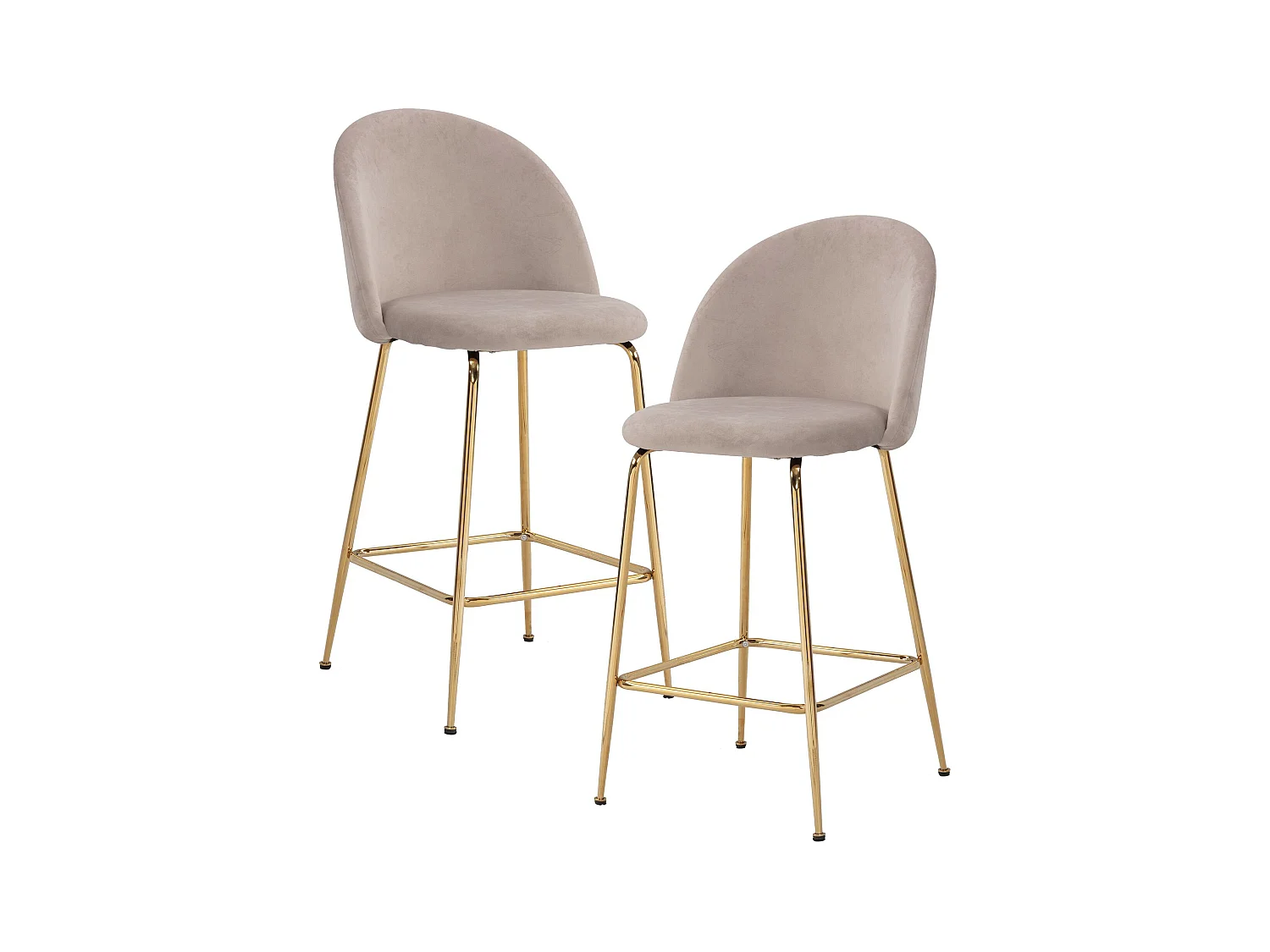 Tabouret de bar Scandinave Lot de 2 Velours Métal Chaise de bar Haute