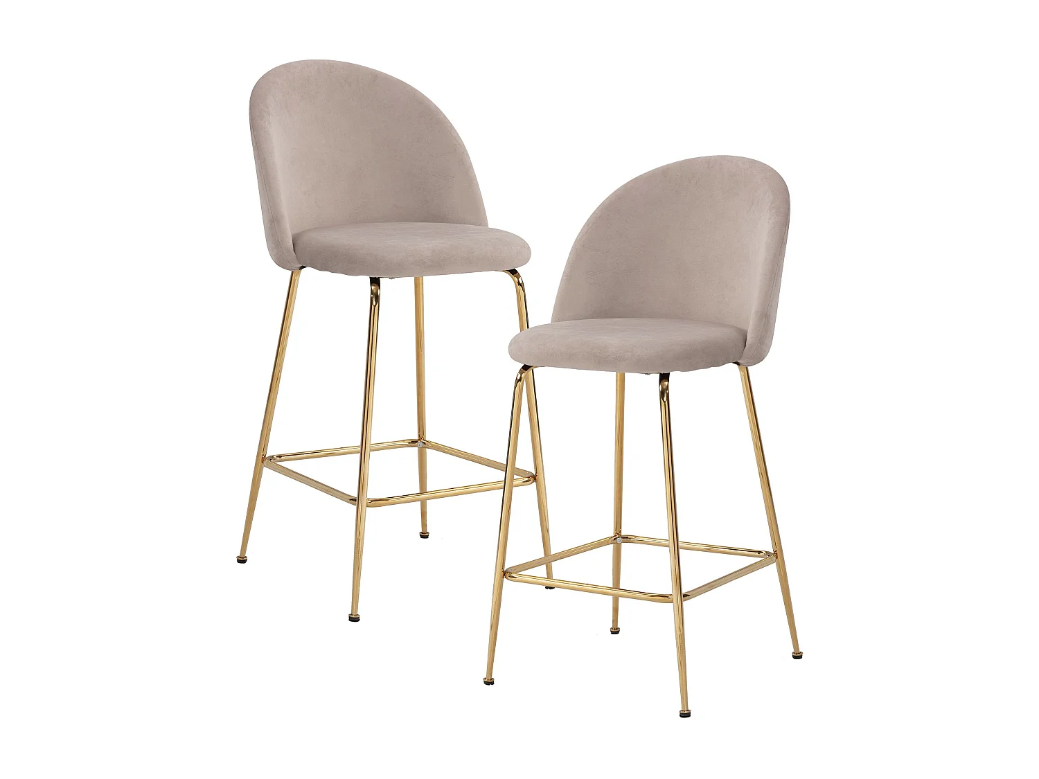 Tabouret de bar Scandinave Lot de 2 Velours Métal Chaise de bar Haute