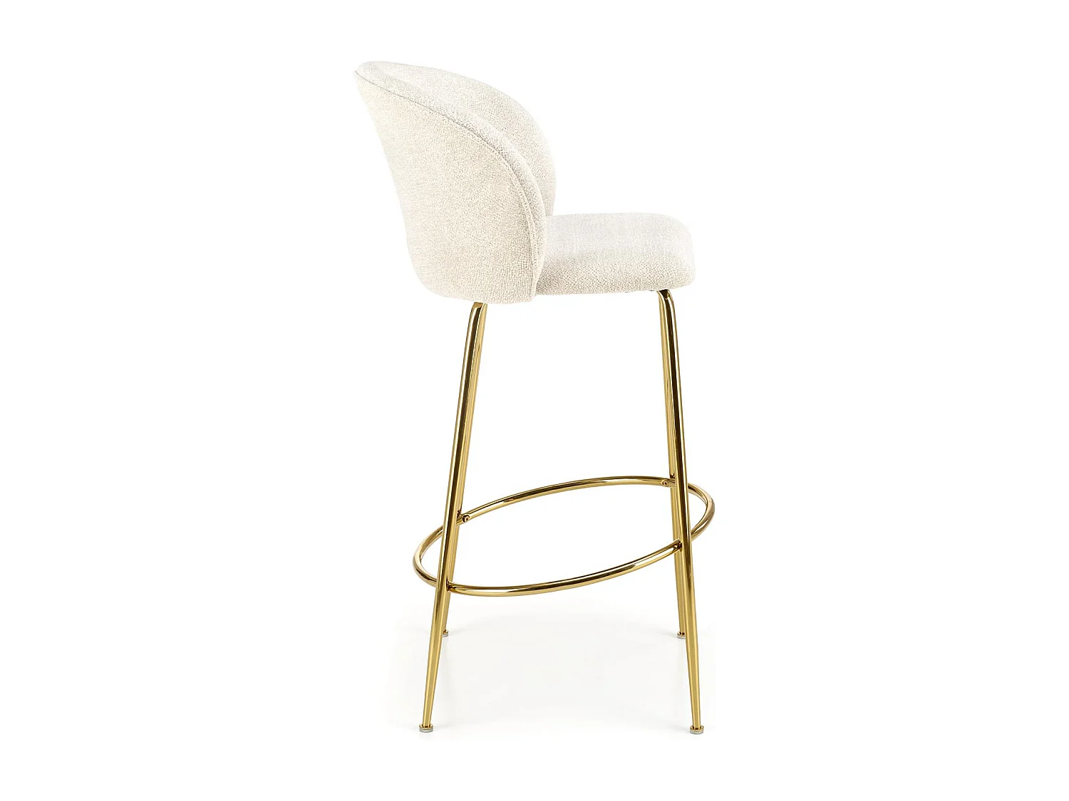 Sedia da bar di design color crema con struttura in metallo dorato Rodéo