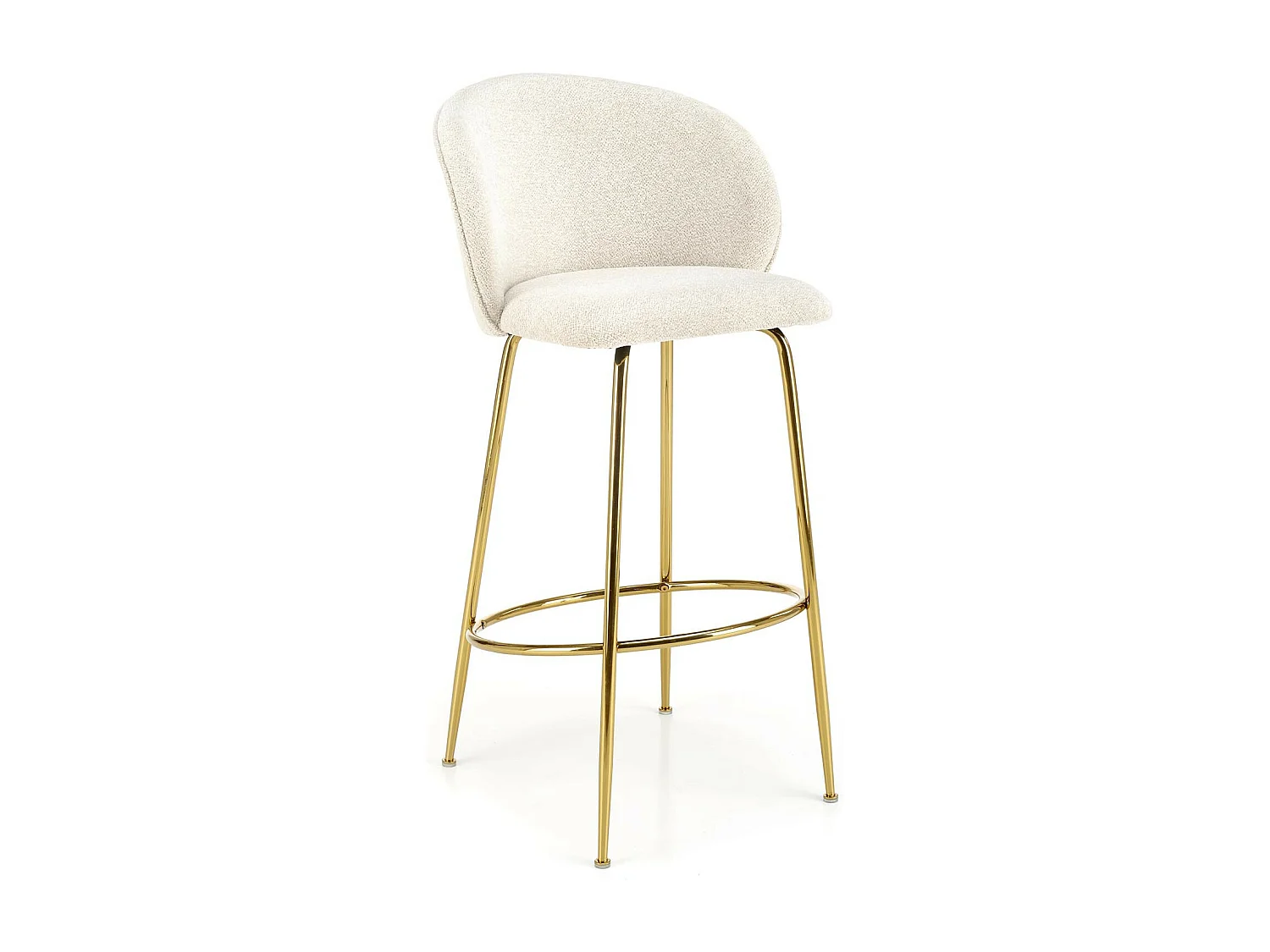 Sedia da bar di design color crema con struttura in metallo dorato Rodéo