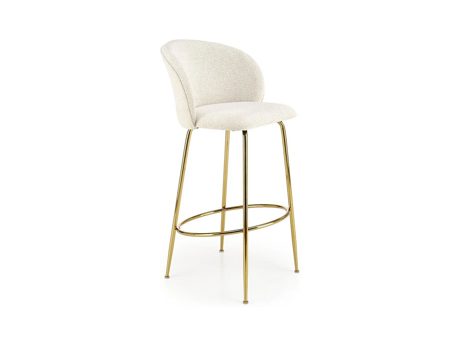 Chaise de bar design couleur crème avec structure en métal doré Rodéo