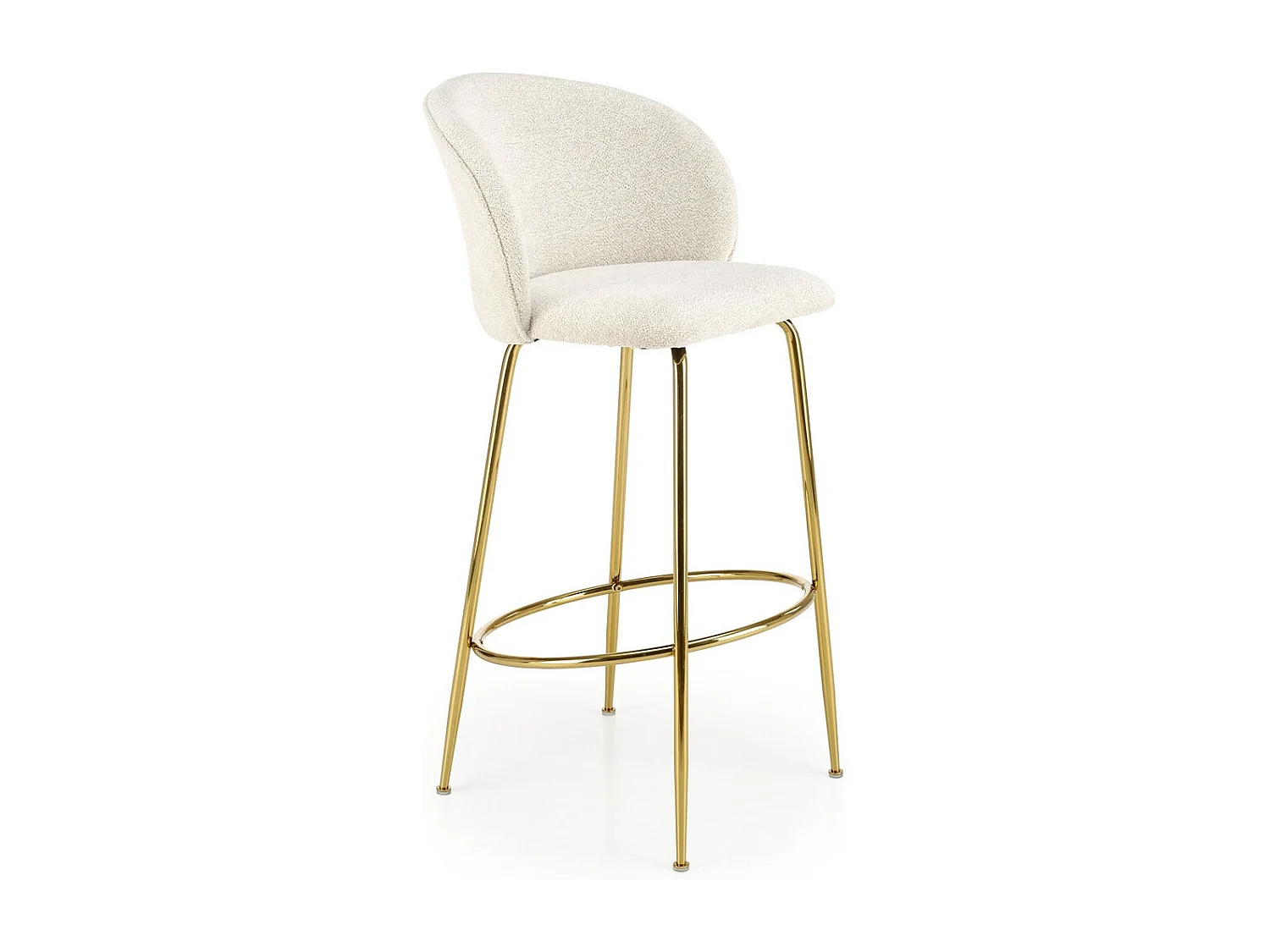 Sedia da bar di design color crema con struttura in metallo dorato Rodéo