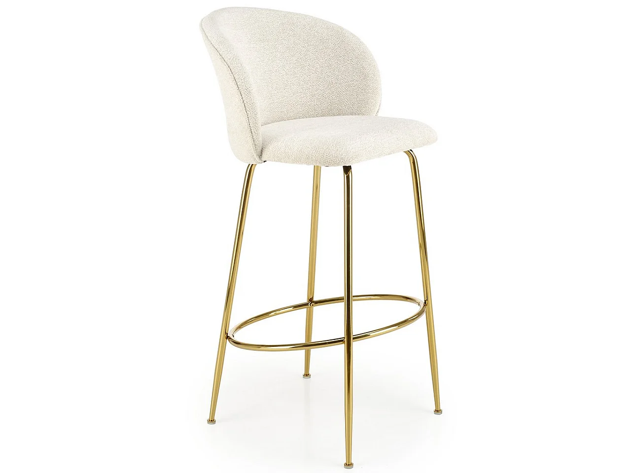 Chaise de bar design couleur crème avec structure en métal doré Rodéo