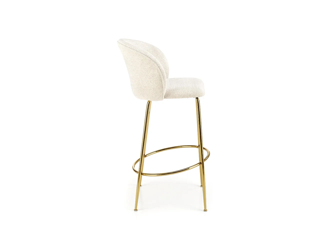 Chaise de bar design couleur crème avec structure en métal doré Rodéo