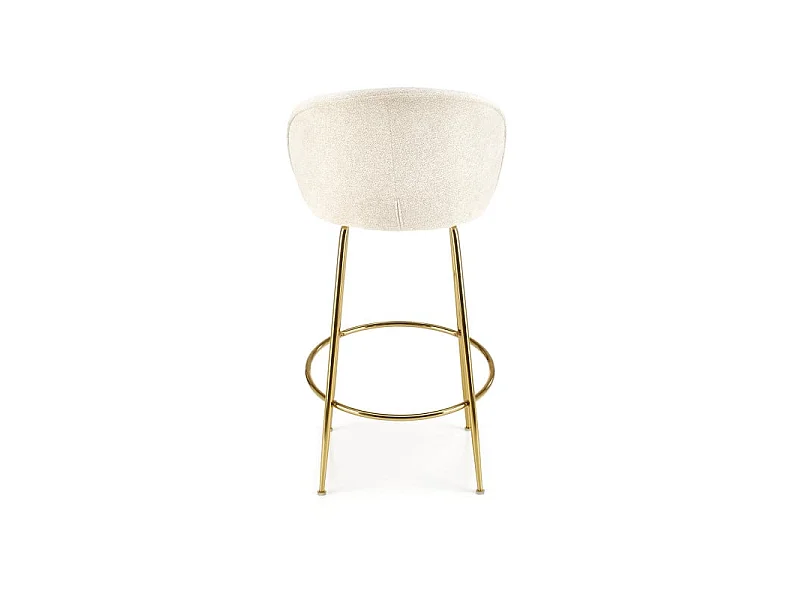 Chaise de bar design couleur crème avec structure en métal doré Rodéo