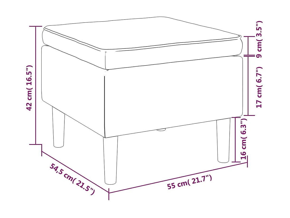 Tabouret avec pieds en bois Rouge bordeaux Velours