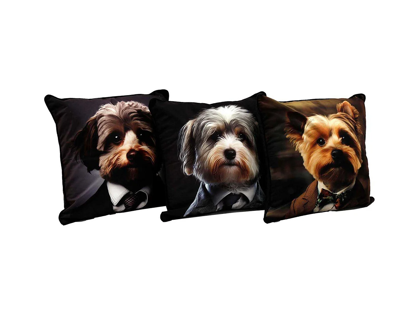 Coussin imprimé chiens Fluffy 45 x 45 cm (Lot de 3)