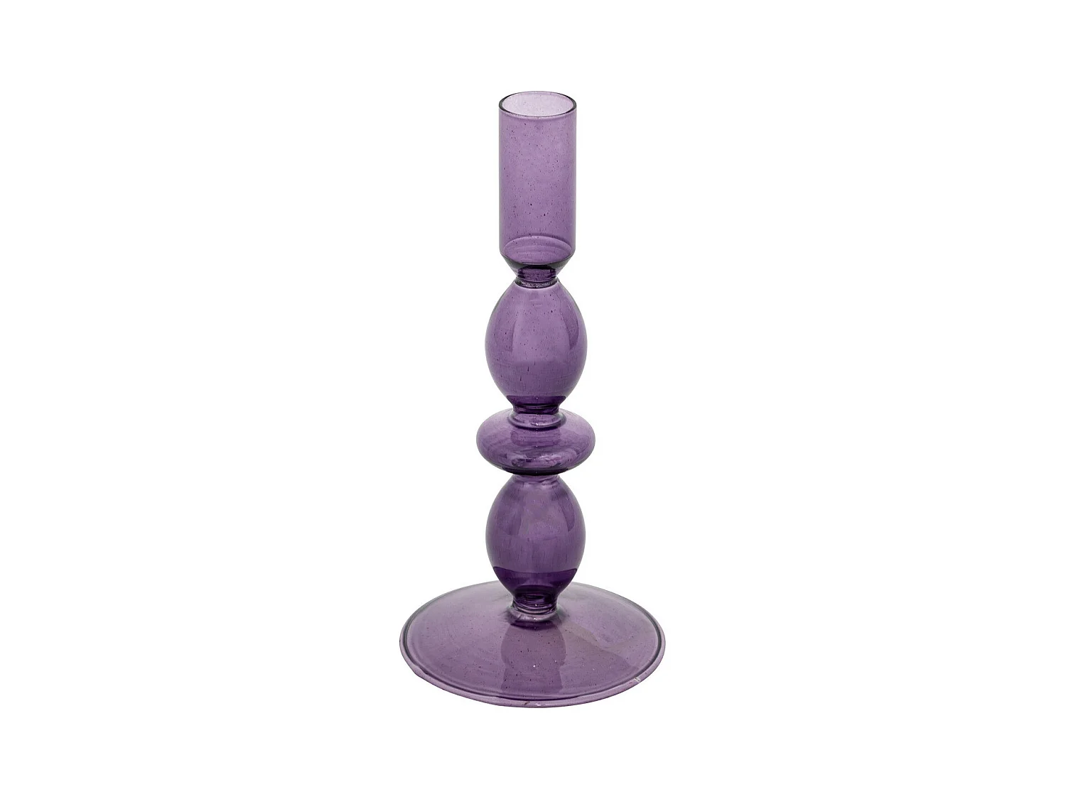 Bougeoir Chandelier en Verre Violet H 19 cm