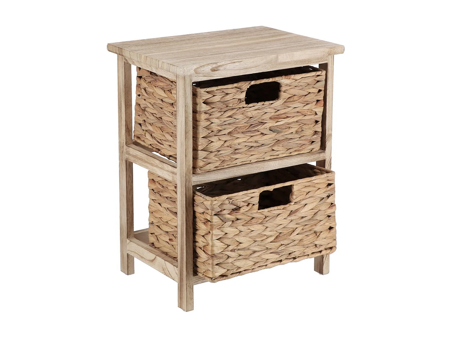 Table d'appoint Table de chevet en Bois Naturel avec 2 Paniers tressés H 48 cm