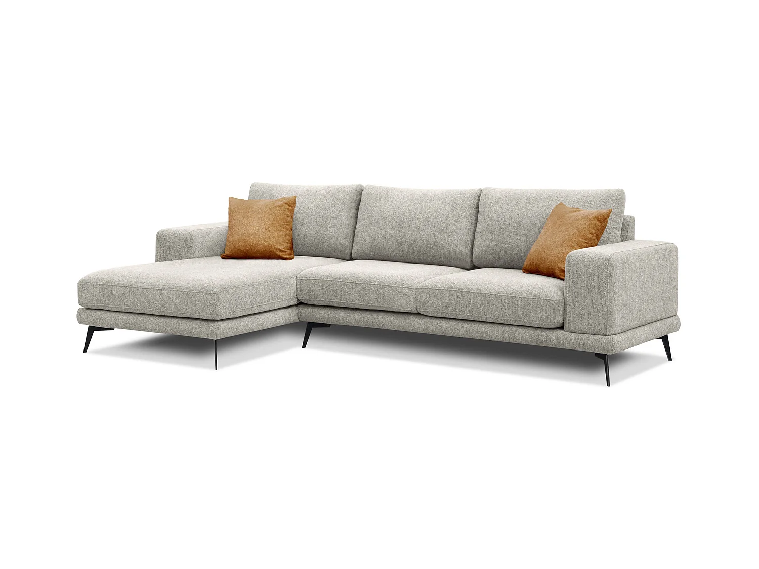 Canapé d'angle gauche 4 places tissu gris perle - MEDIOLANE