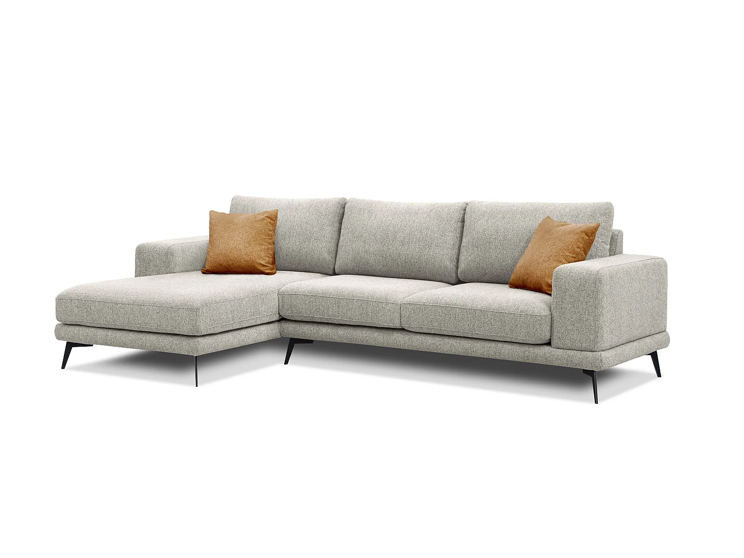 Canapé d'angle gauche 4 places tissu gris perle - MEDIOLANE
