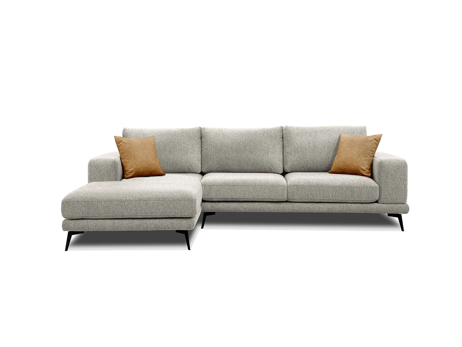 Canapé d'angle gauche 4 places tissu gris perle - MEDIOLANE