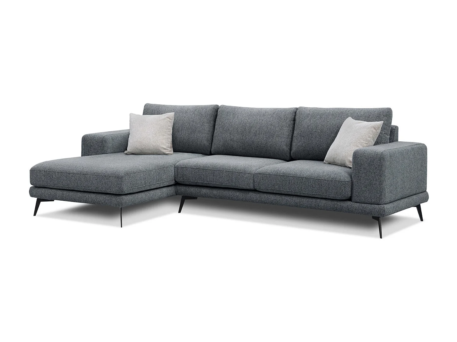 Canapé d'angle 4 places tissu gris foncé - MEDIOLANE