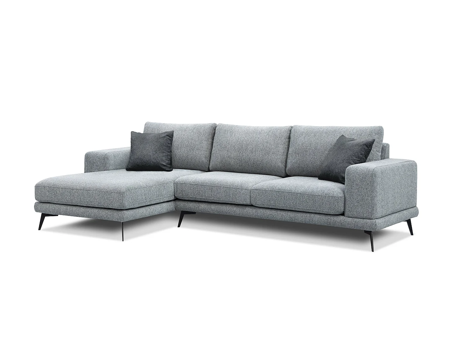 MEDIOLANE Ecksofa 5-Sitzer links, silbergrau