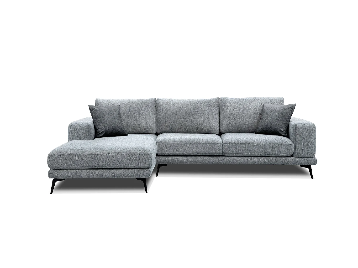 MEDIOLANE Ecksofa 5-Sitzer links, silbergrau
