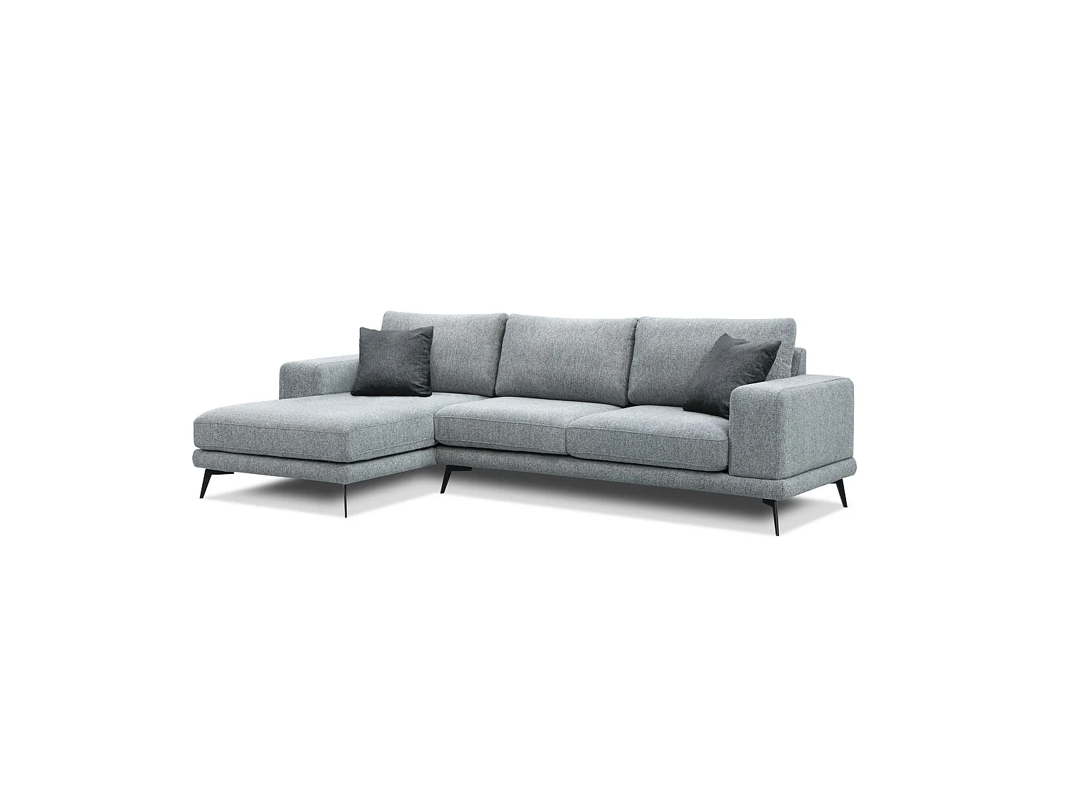 MEDIOLANE Ecksofa 5-Sitzer links, silbergrau