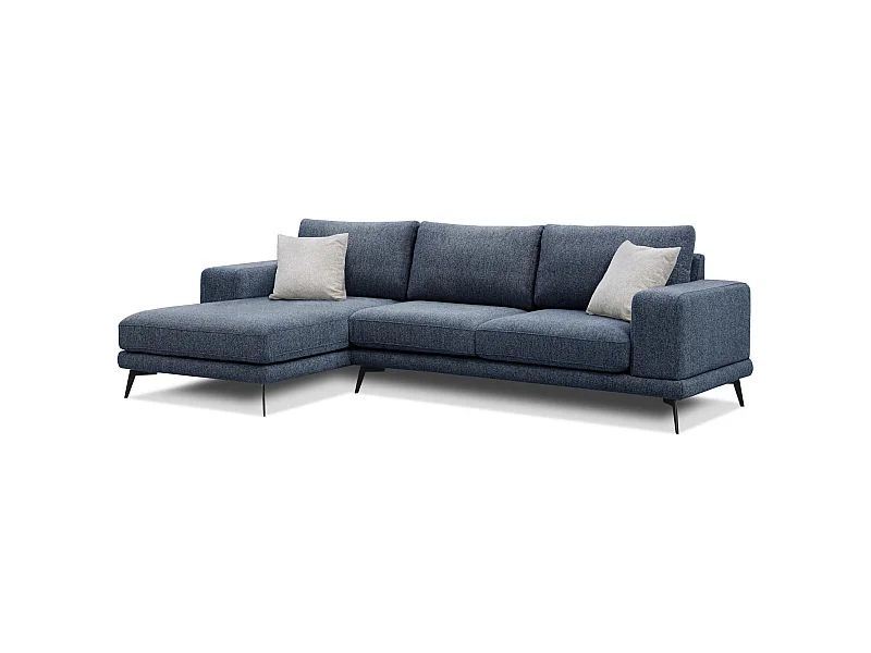 MEDIOLANE Ecksofa 5-Sitzer links, marineblau