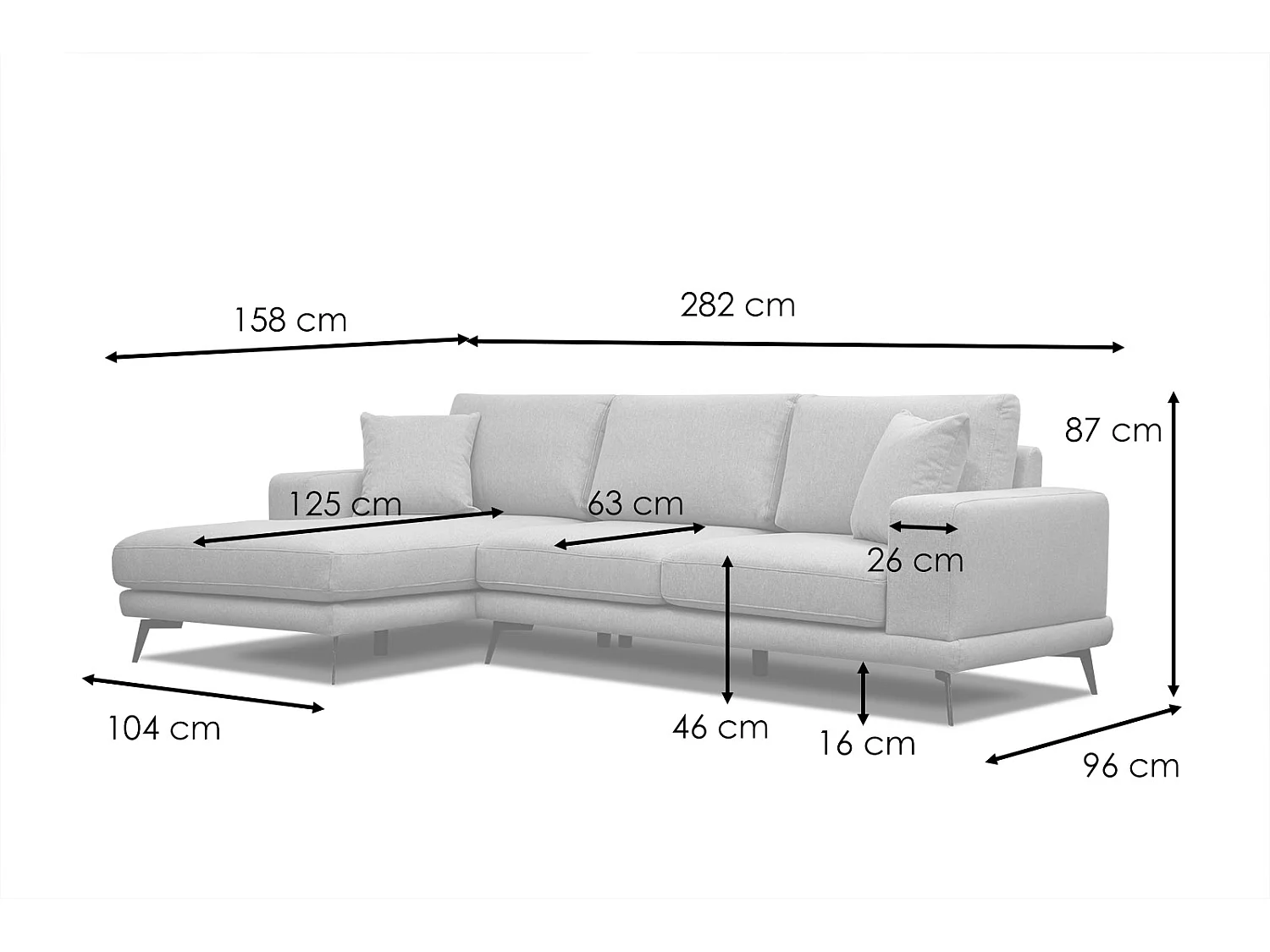 MEDIOLANE Ecksofa 5-Sitzer links, marineblau