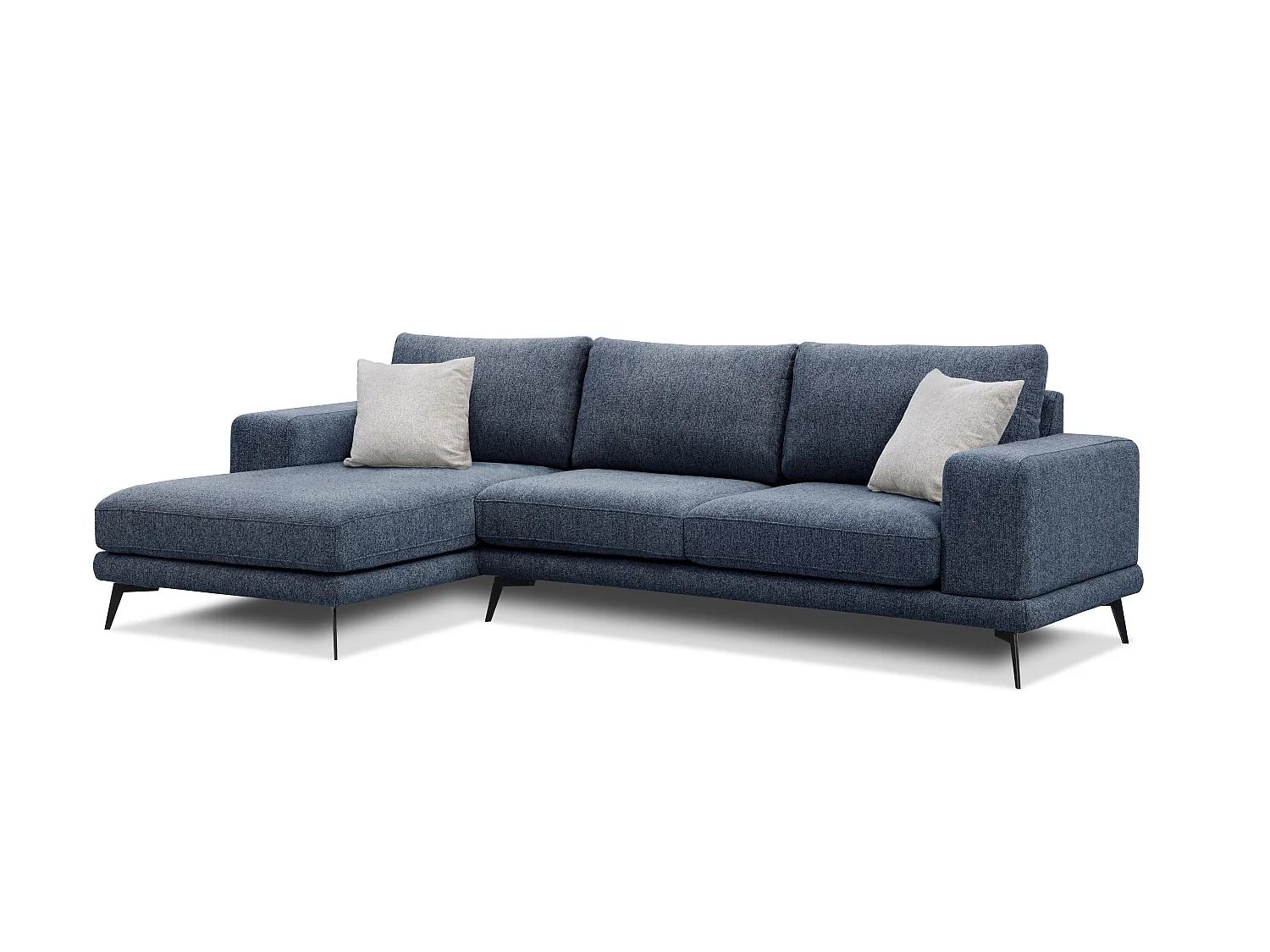 Canapé d'angle 4 places en tissu bleu foncé MEDIOLANE