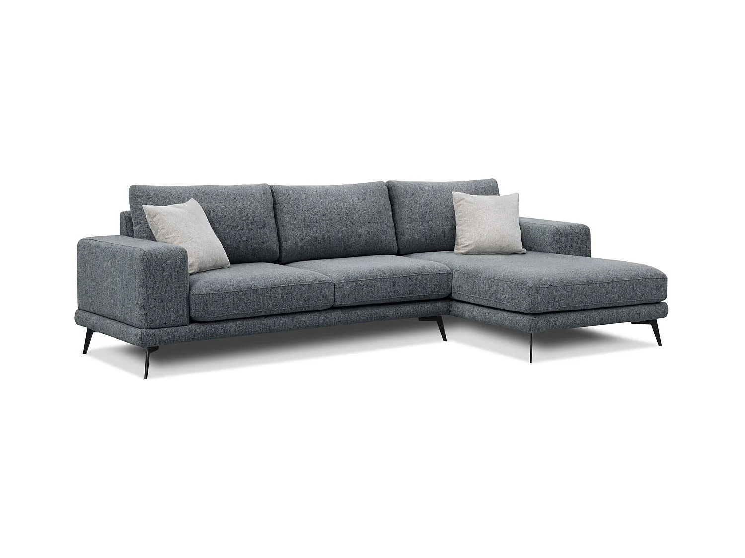 Canapé d'angle 4 places tissu gris foncé - MEDIOLANE