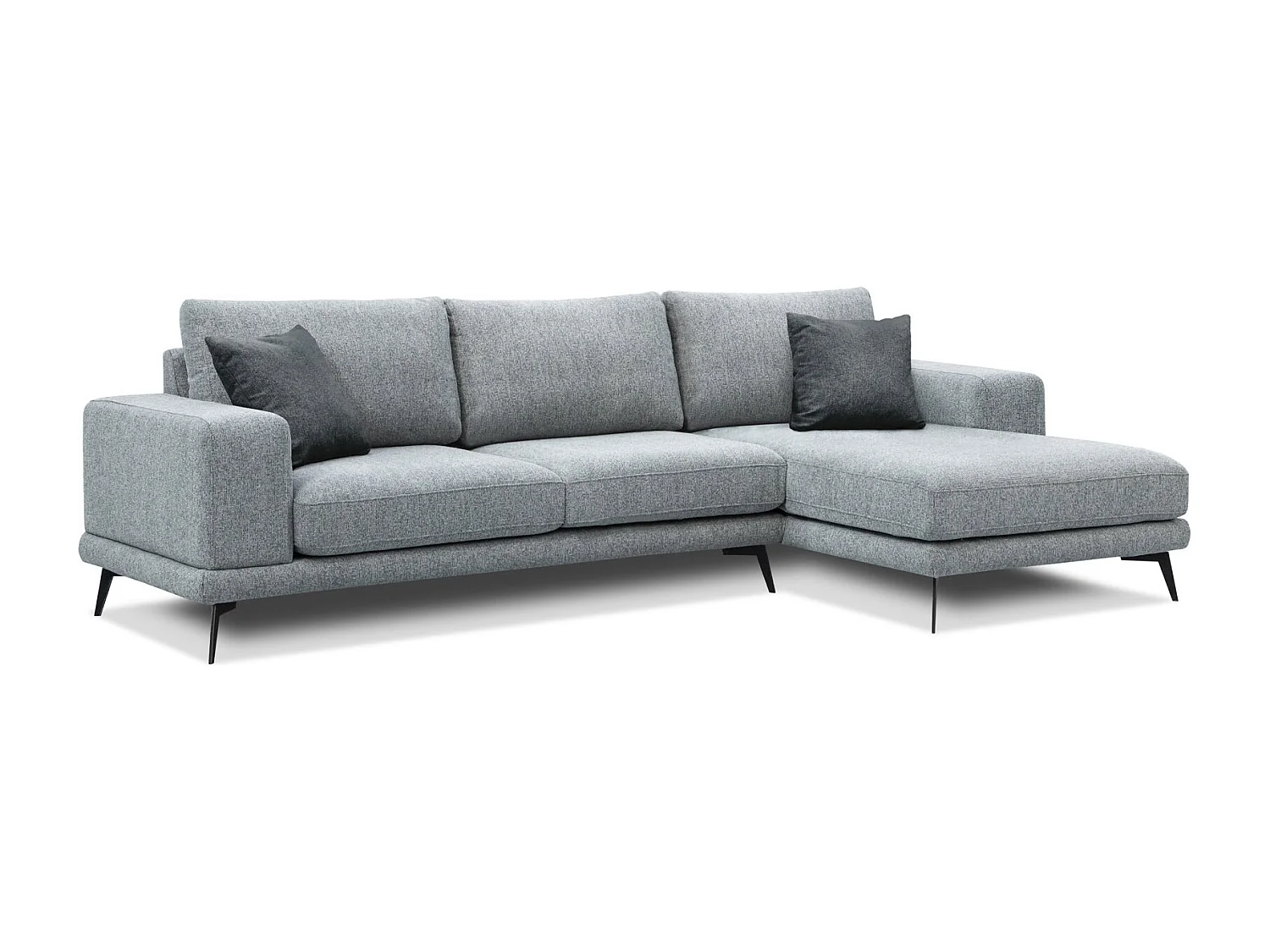 MEDIOLANE Ecksofa 4-Sitzer rechts, silbergrau