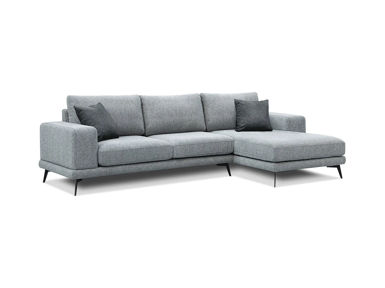 Canapé d'angle 4 places tissu gris clair - MEDIOLANE