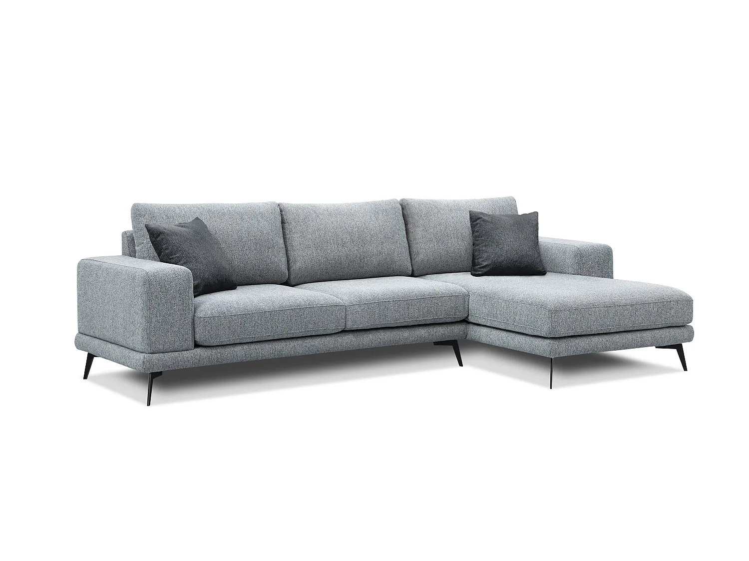 Canapé d'angle 4 places tissu gris clair - MEDIOLANE